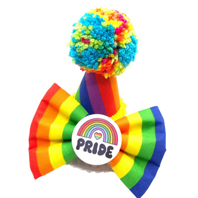 Rainbow Pride Badge Bow and hat Set