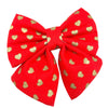 Valentine's Sailor Bow for dogs and Cats. Red bow with gold hearts across it. 