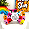 Multi colour dog bow tie | Only Slags walk dogs Badge Bow®
