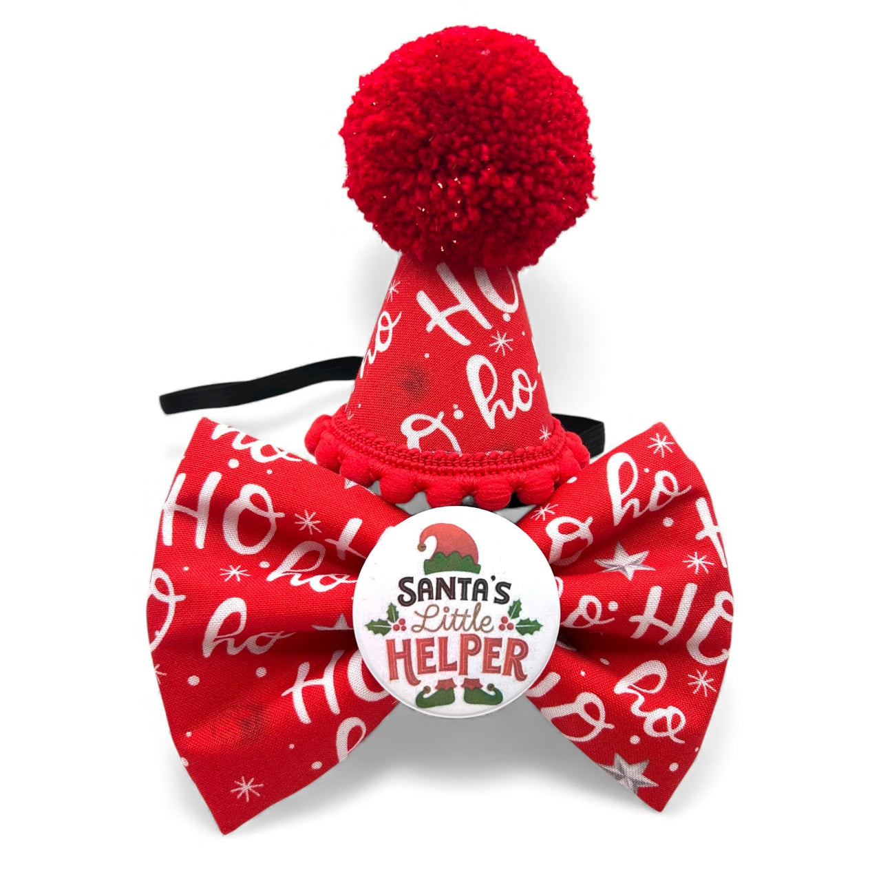 Santa’s little helper Badge Bow® and Hat set