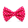Pink pet bow tie with white polka dots 