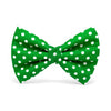 Green pet bow tie with white polka dots 