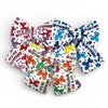 Colorful birthday-themed sailor bows for dogs. Showing 3 different colours, rainbow, blue or pink. 
