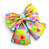 Colourful sailor bow for dogs. Multi coloured hearts 